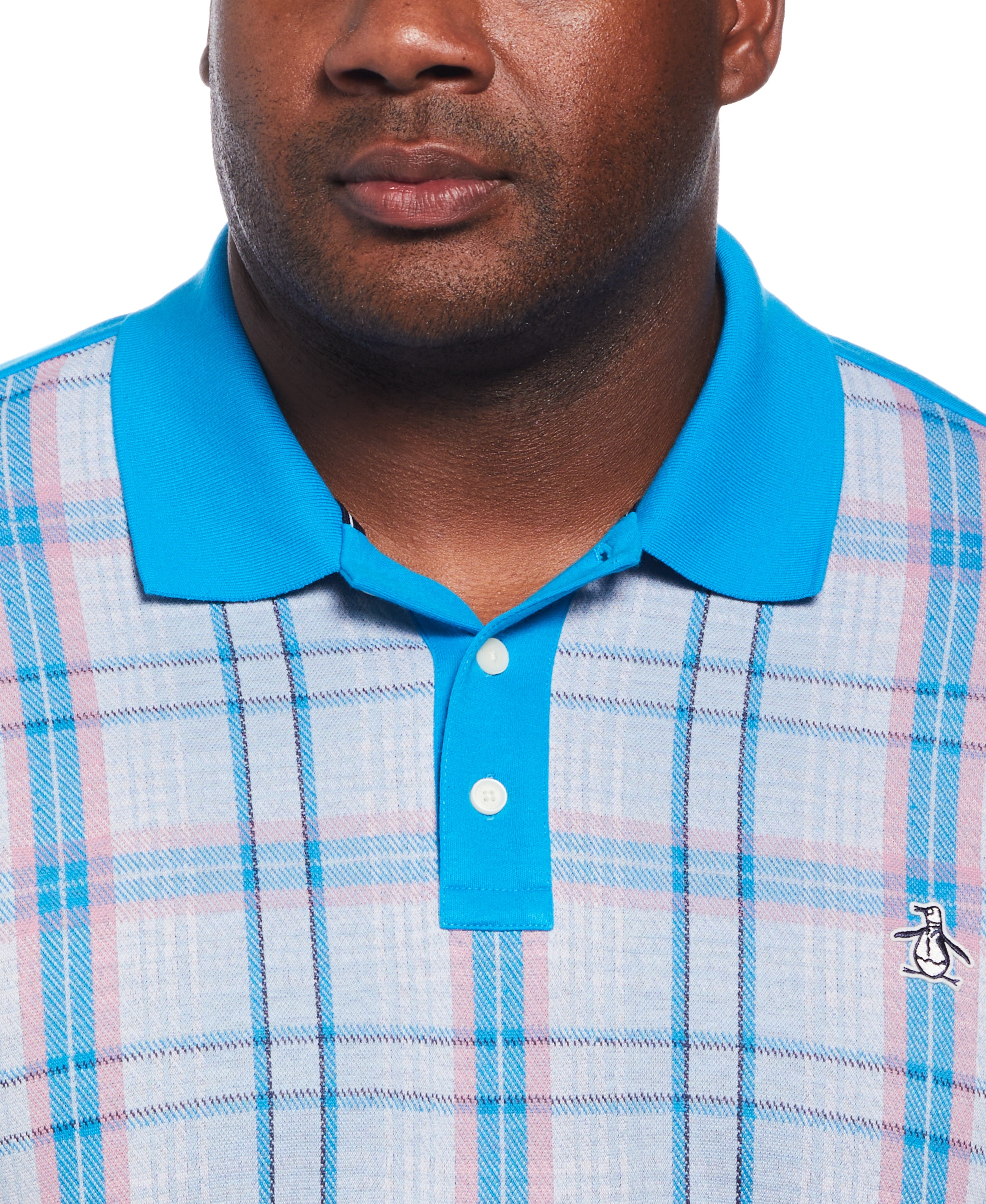 Big & Tall Plaid Front Polo
