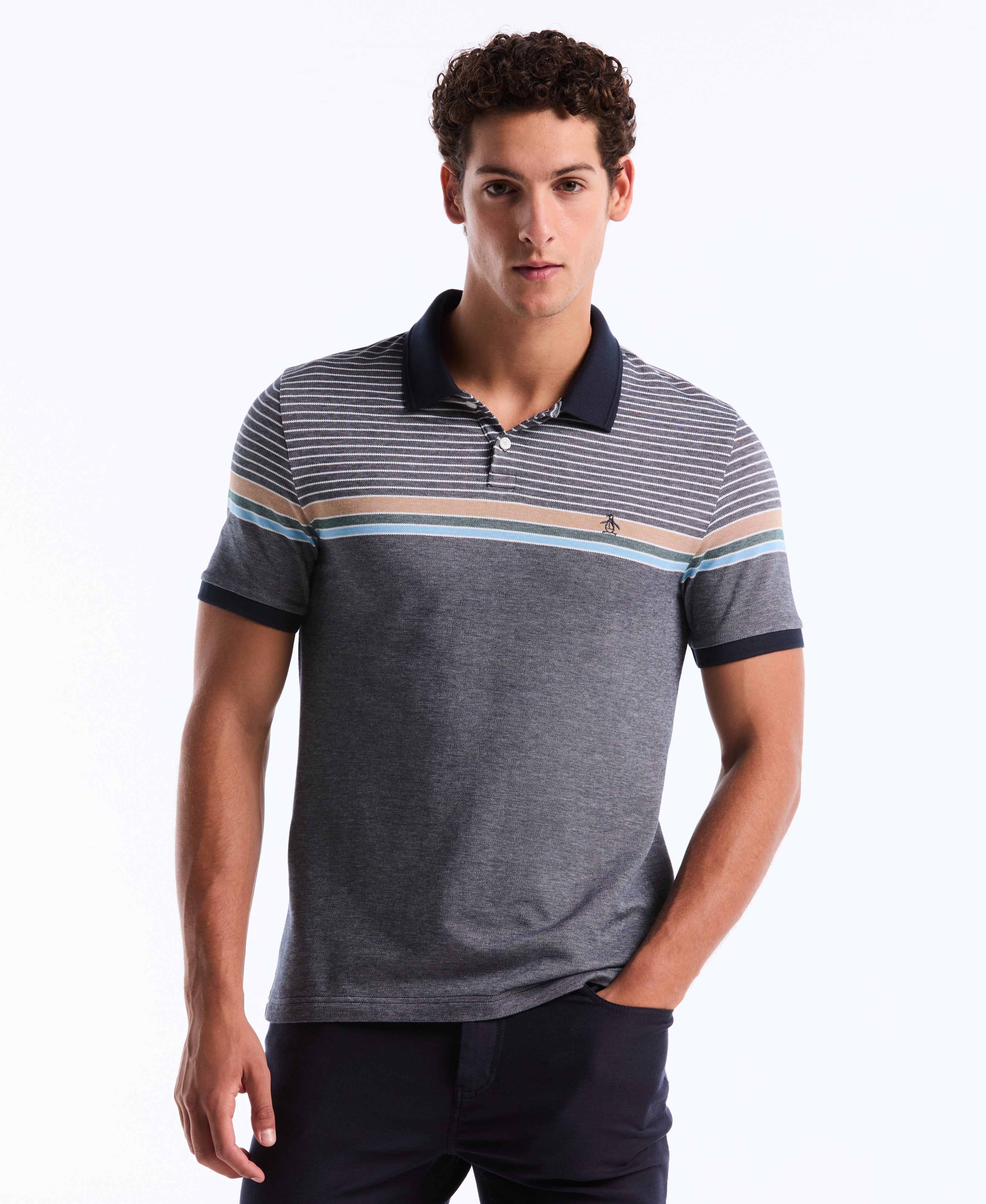 Birdseye Chest Stripe Polo