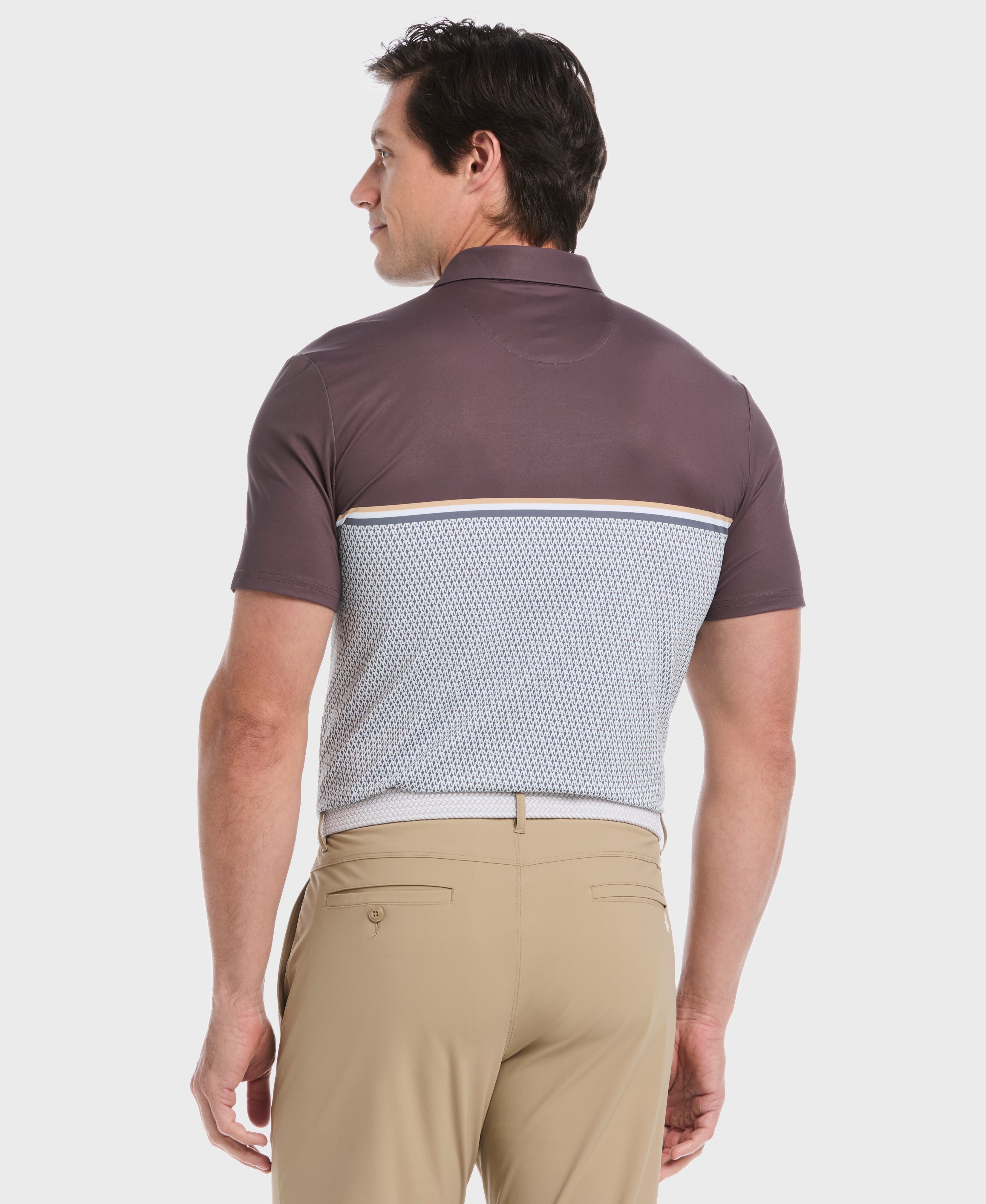 Color Block "P" Print Golf Polo