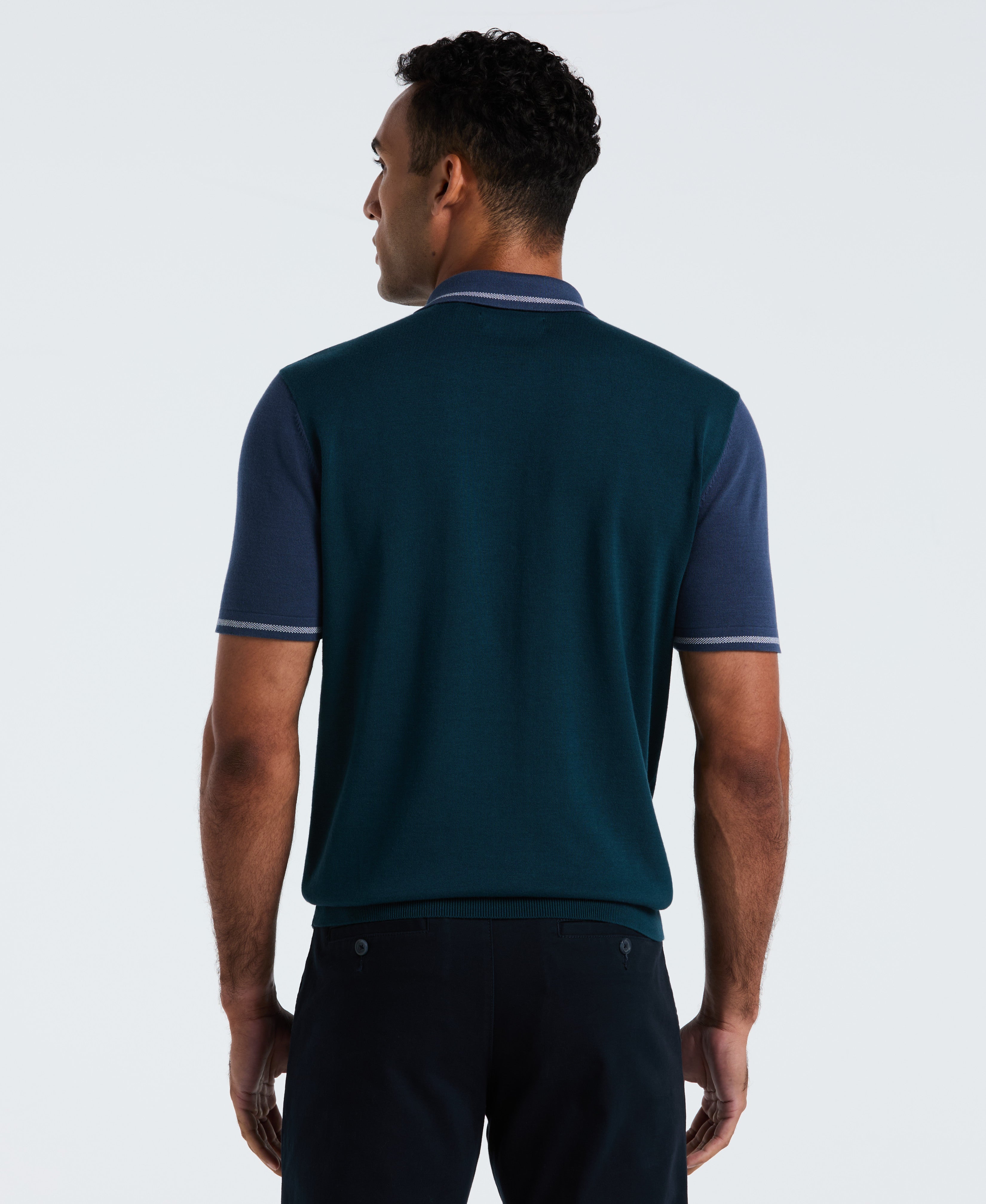 Cotton Colorblock Sweater Polo