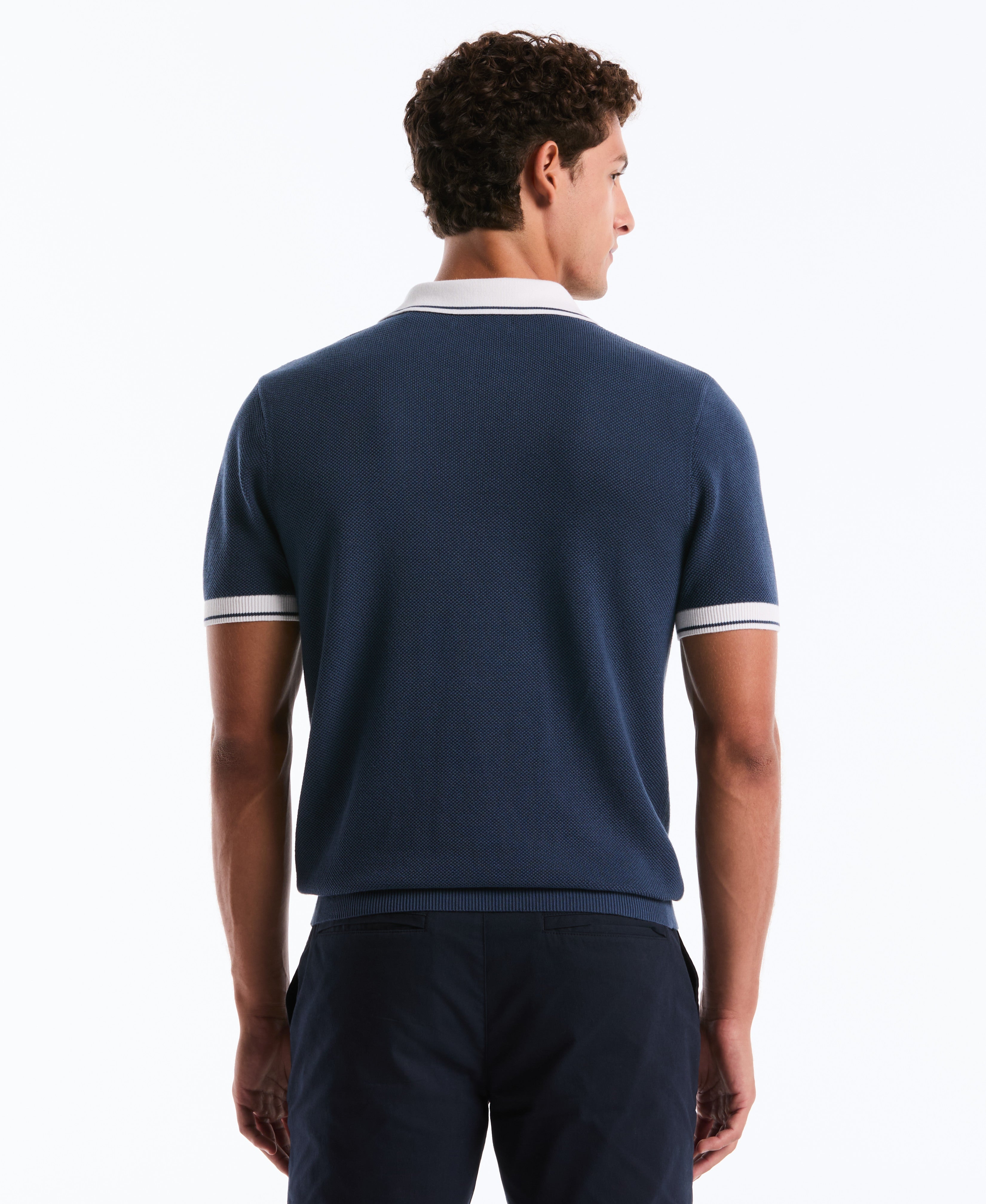 Cotton Honeycomb Sweater Polo