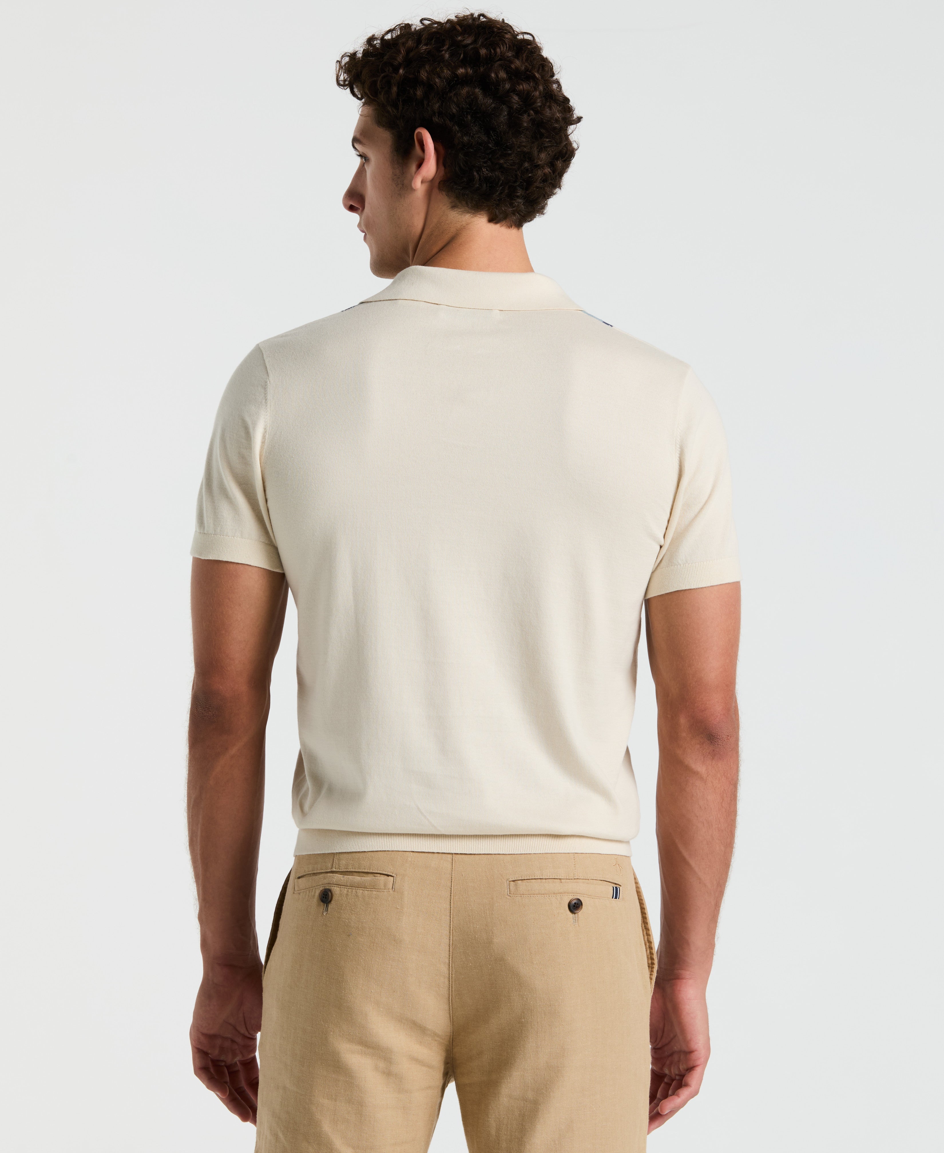 Cotton Vertical Stripe Sweater Polo