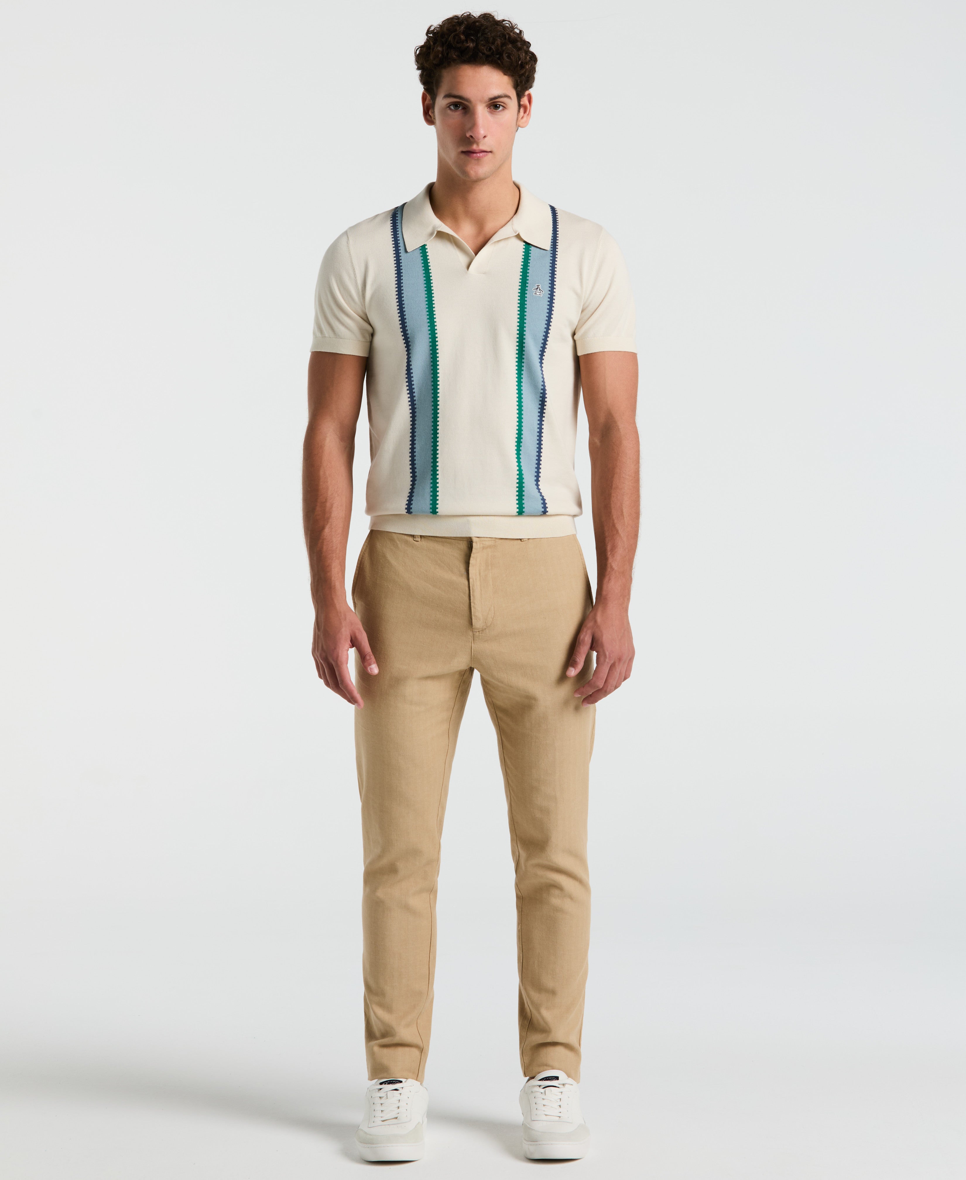 Cotton Vertical Stripe Sweater Polo