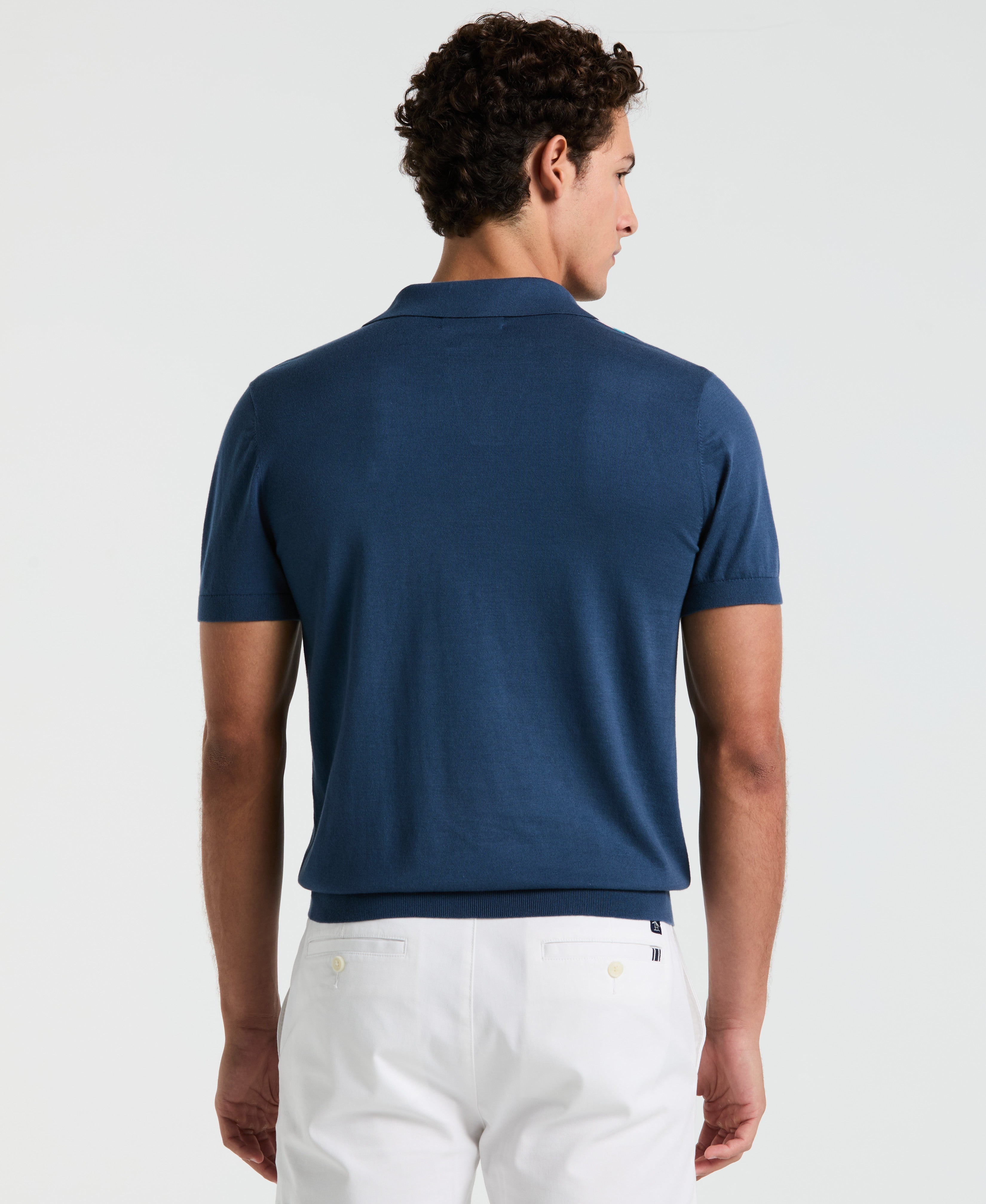 Cotton Vertical Stripe Sweater Polo