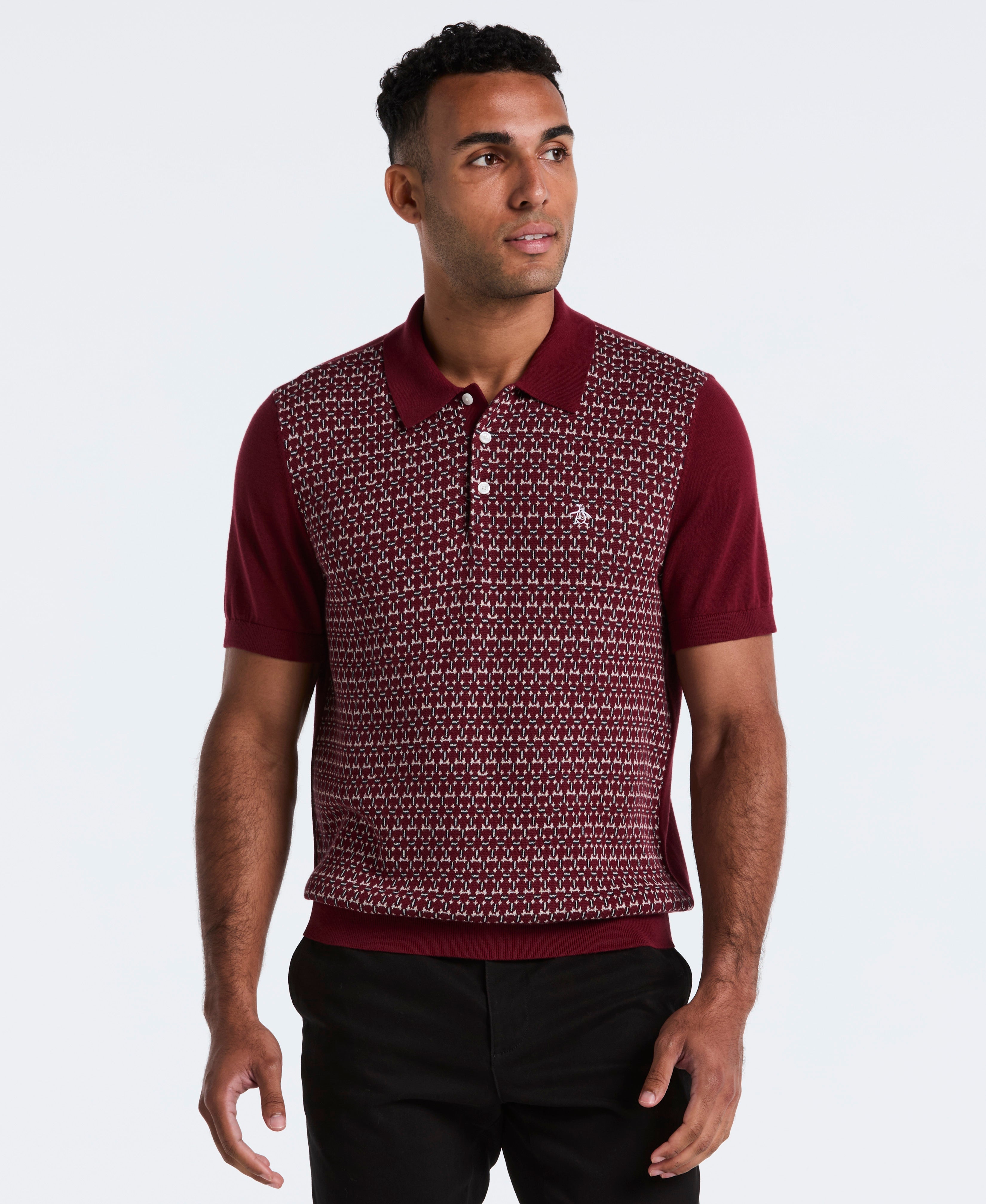 Jacquard Ribbed Sweater Polo
