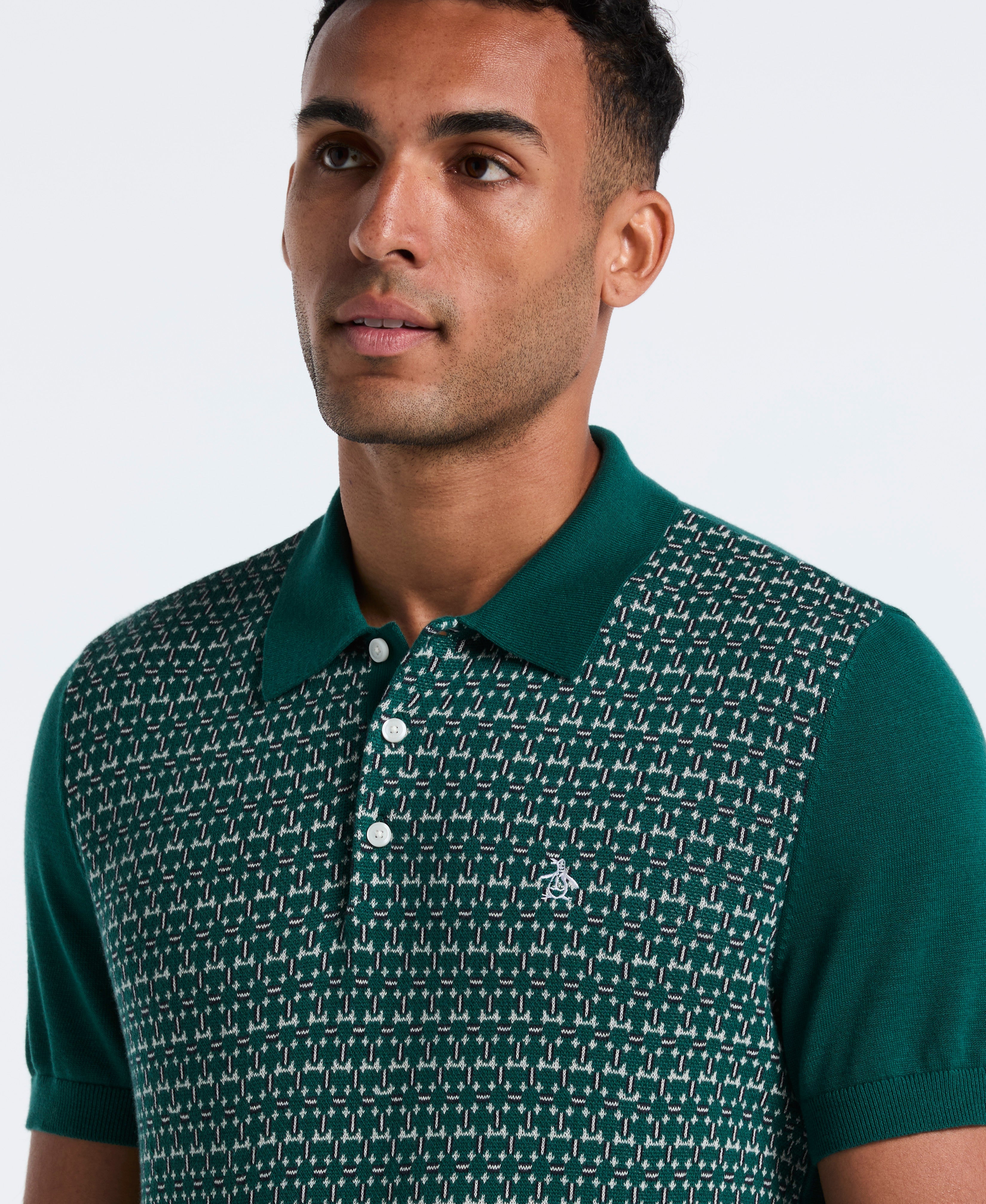 Jacquard Ribbed Sweater Polo