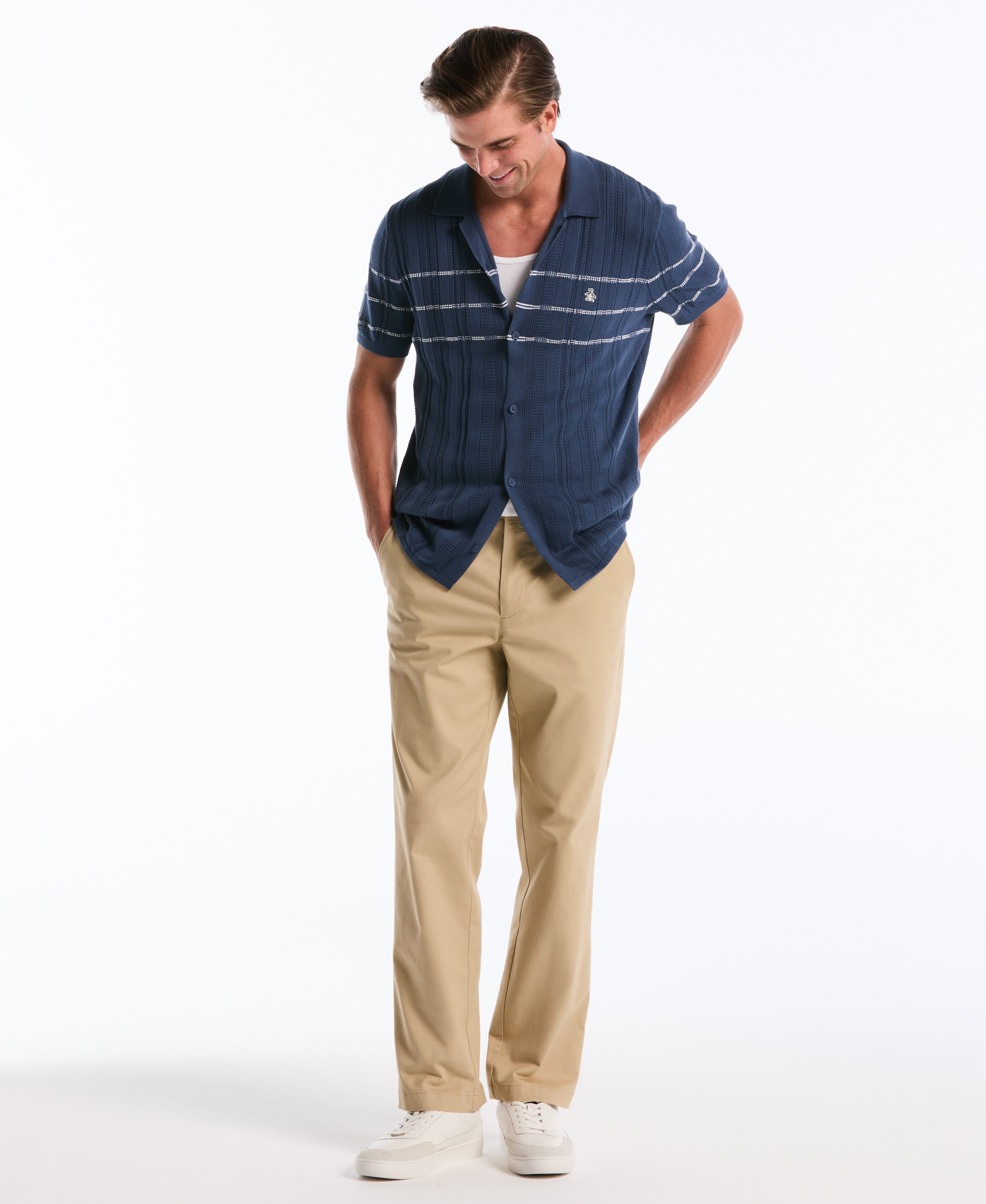 Mix Rib Button Sweater Polo