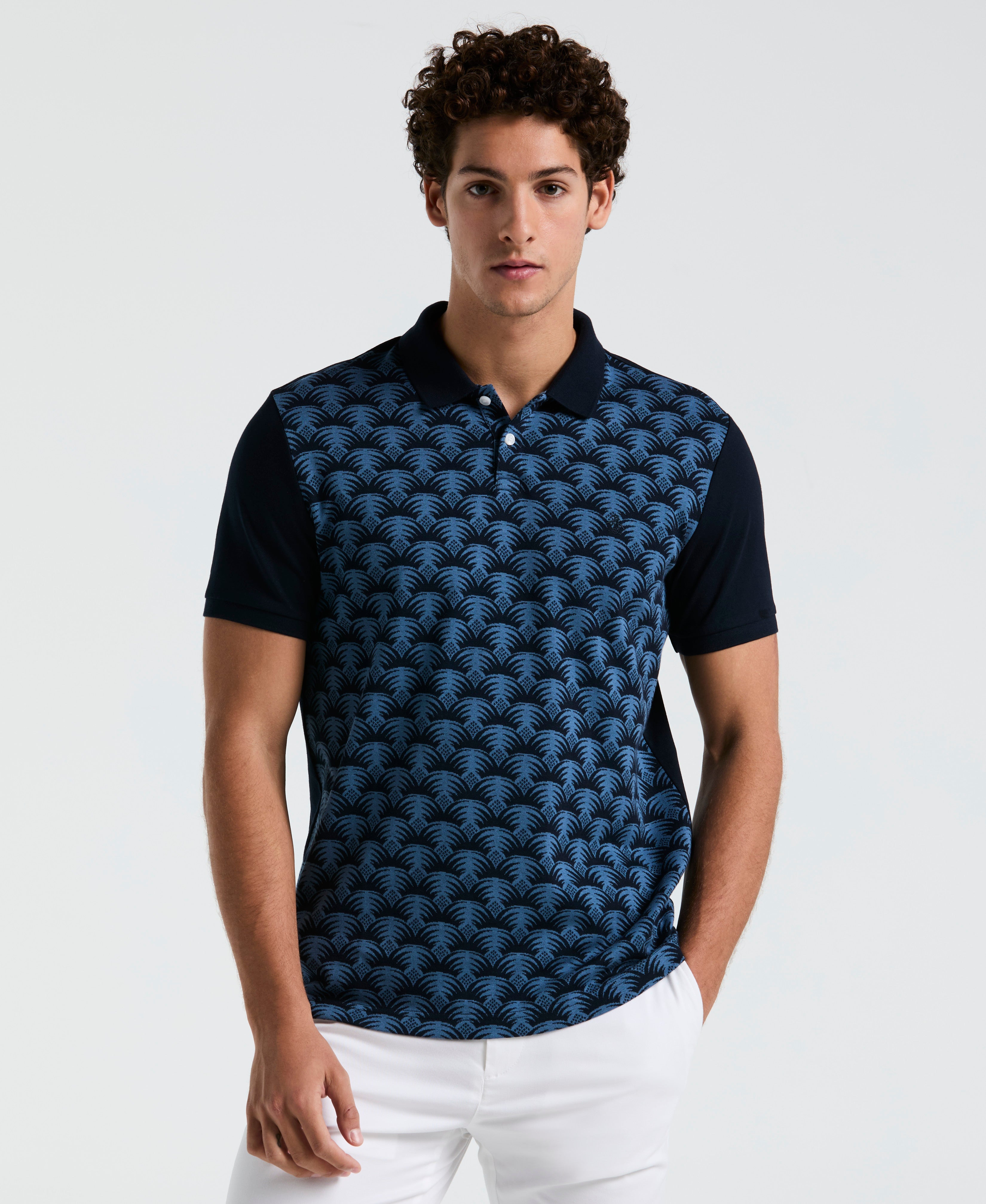 Palm Jacquard Front Polo