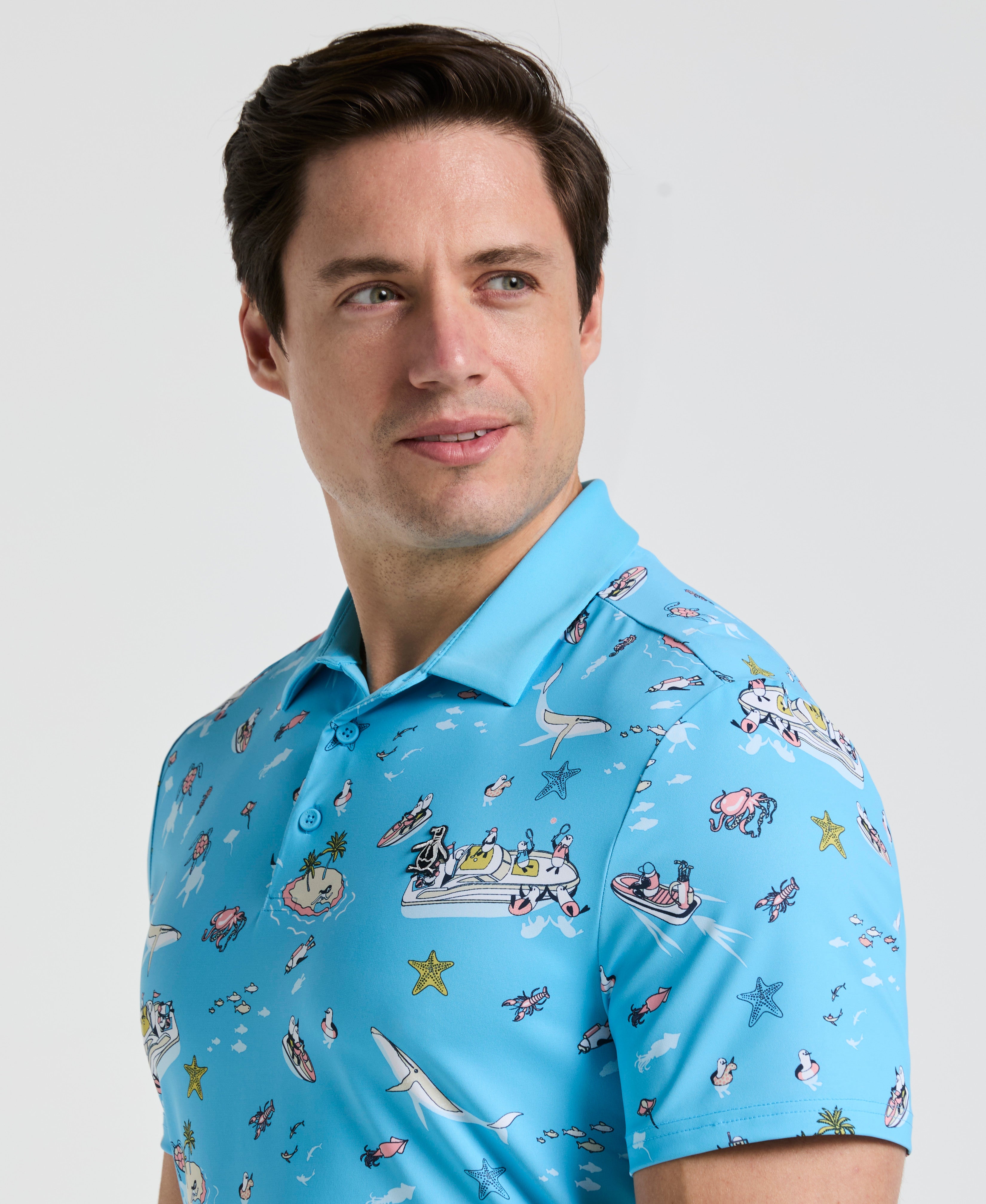 Pete 'N The Boat Print Golf Polo