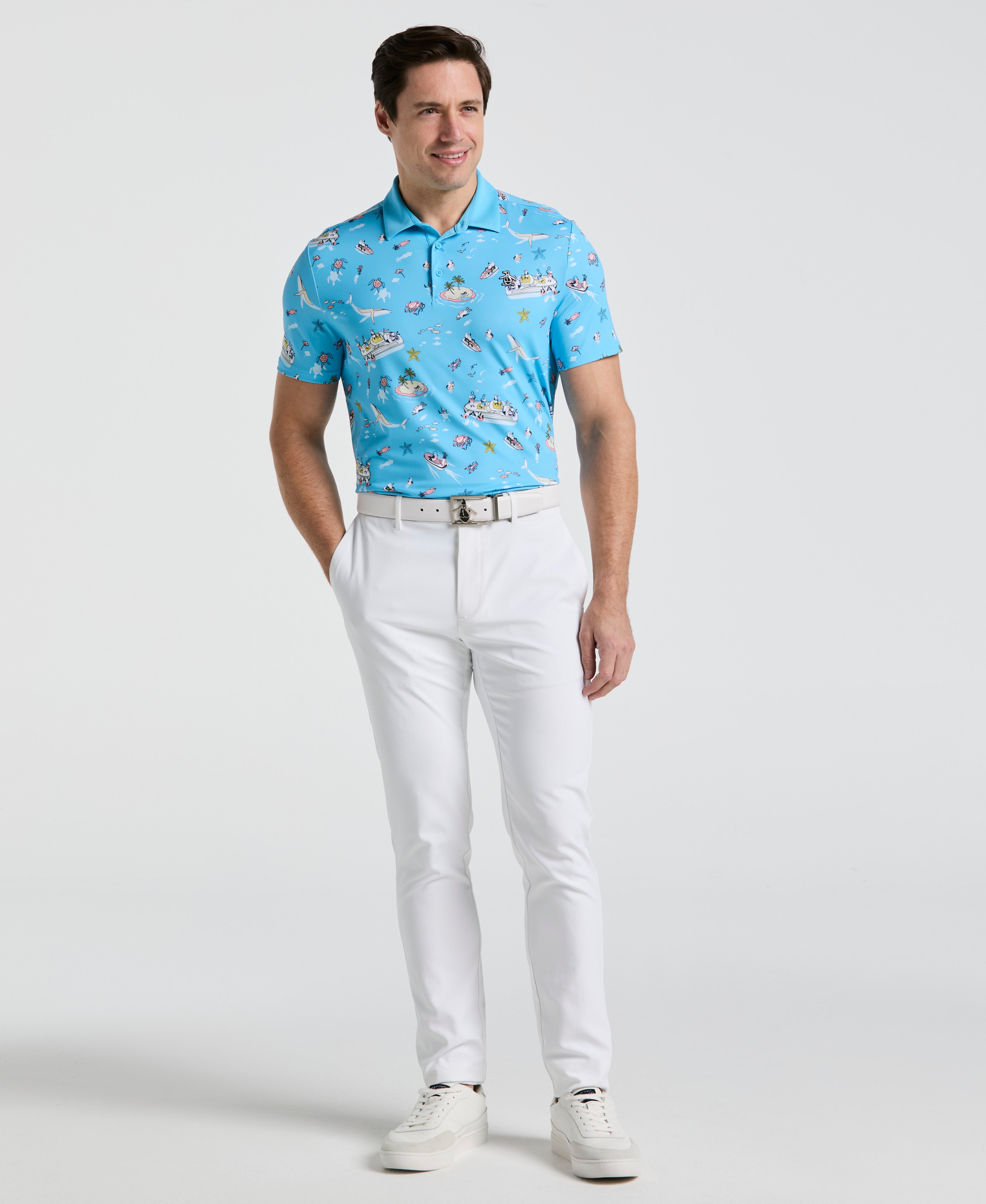 Pete 'N The Boat Print Golf Polo