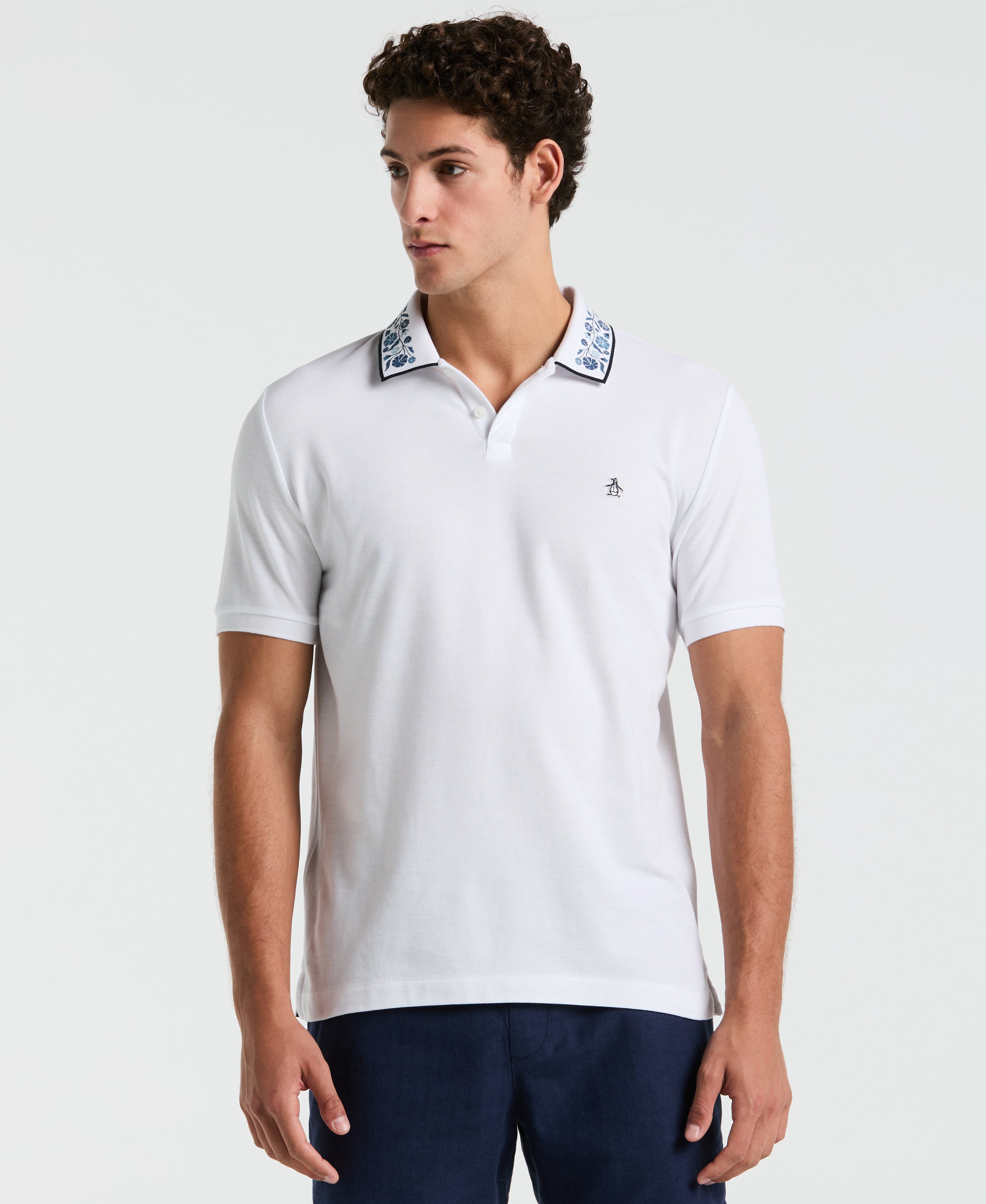 Pique Floral Print Collar Polo