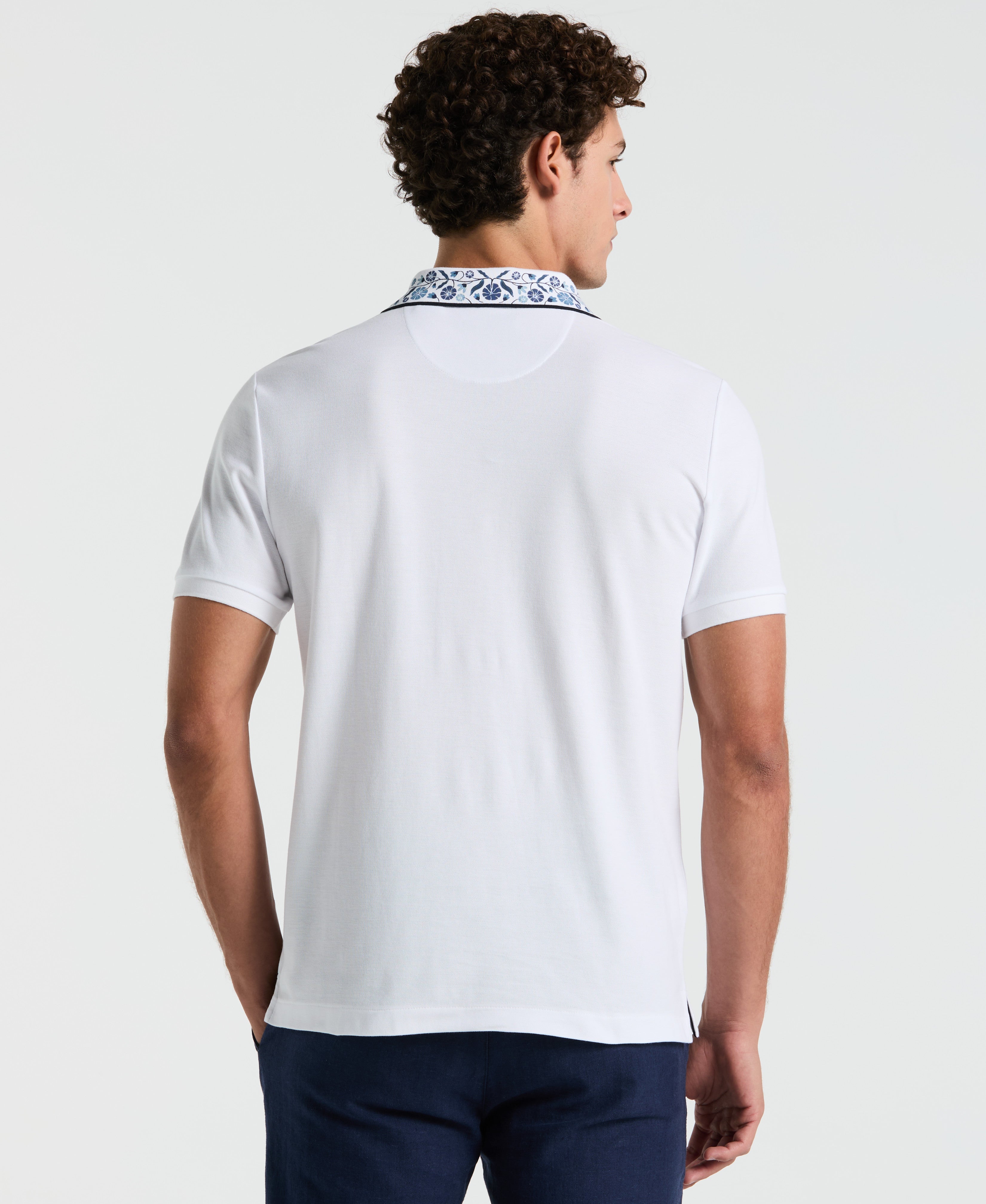 Pique Floral Print Collar Polo