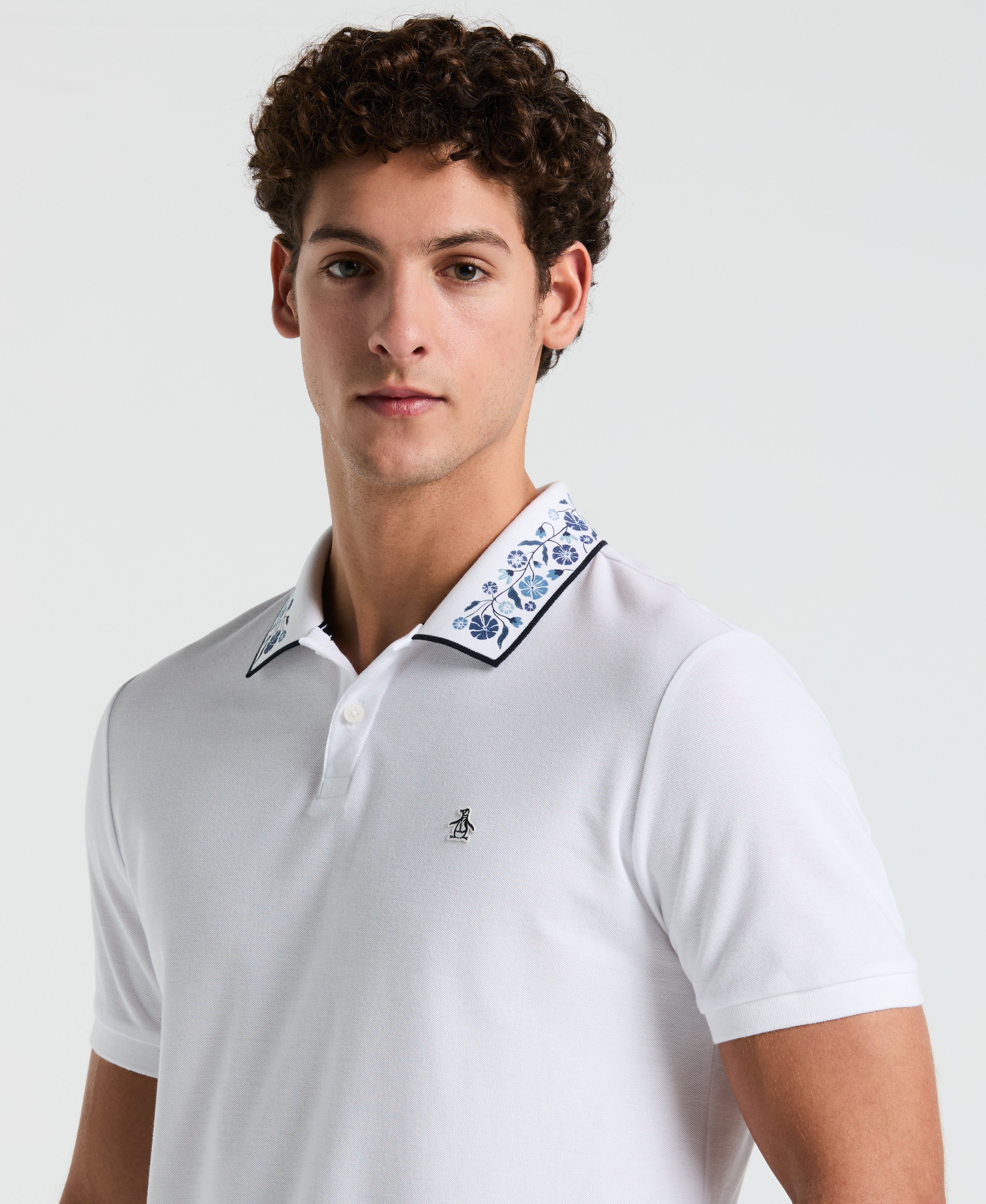 Pique Floral Print Collar Polo